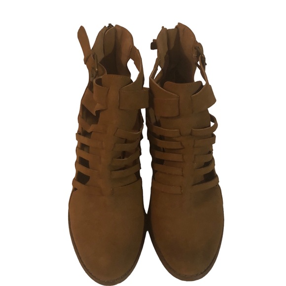 GUESS BROWN-TAN SUEDE ANKLE BOOTS/BOOTIES - Picture 1 of 8